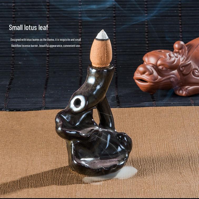 Mini Ceramic Backflow Incense Burner - Gourd-shaped Tea Ceremony Ornament