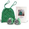 Kotonoha Mesh Drawstring with Knitting Daruma Bag, Green, Pattern, Design, 25S-0402 (Green)