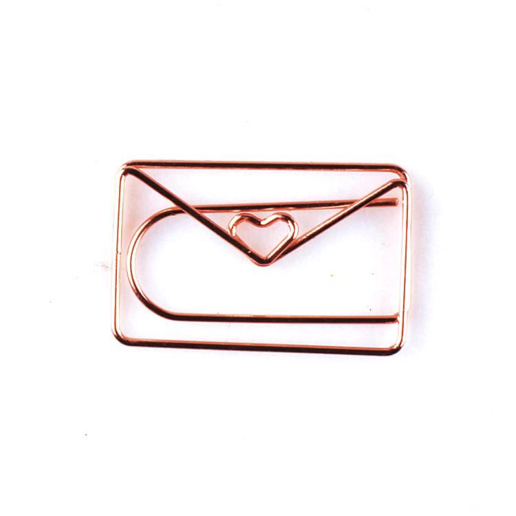Metal Rose Gold Irregular Paperclip Set - Creative Cartoon Stationery Clips Rose Gold Envelope 20pcs/box