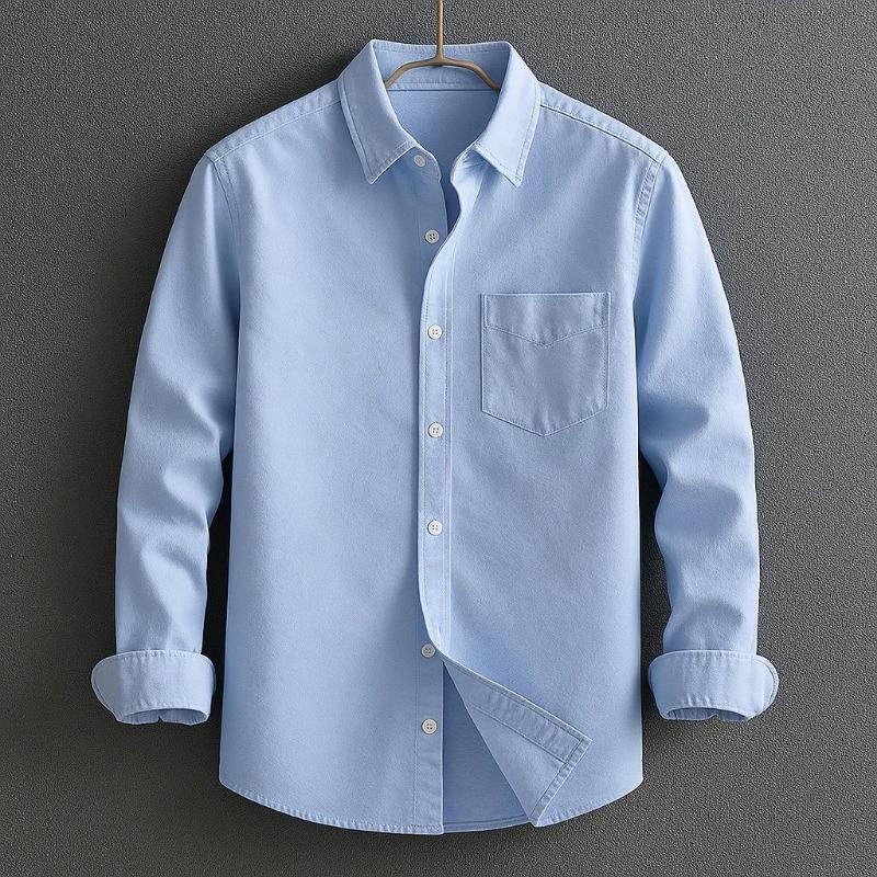 Mens Long Sleeve Solid Casual Business Breathable Dress Shirt