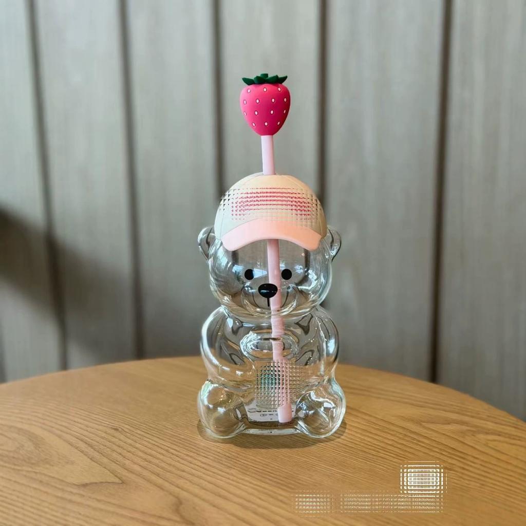 Tazza in Vetro Starbucks Bearista 591ml – Edizione Fragola Tazza Fredda a Forma di Orso, Carino Regalo per gli Amanti del Caffè meno