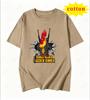 American Street Style Funny Rooster Short Sleeved Personalized Slogan Fun Printed Couples Loose Tshirt