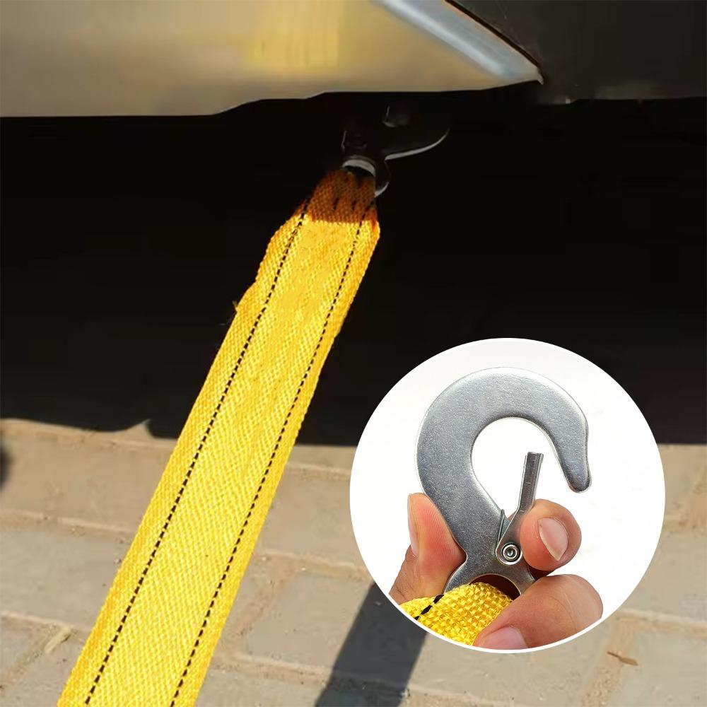 Nylon Car Towing Rope Heavy-Duty 3Meter 3 Ton Load-bearing Capacity High-Visibility Yellow Trailer Rescue Emergency Tow Strap