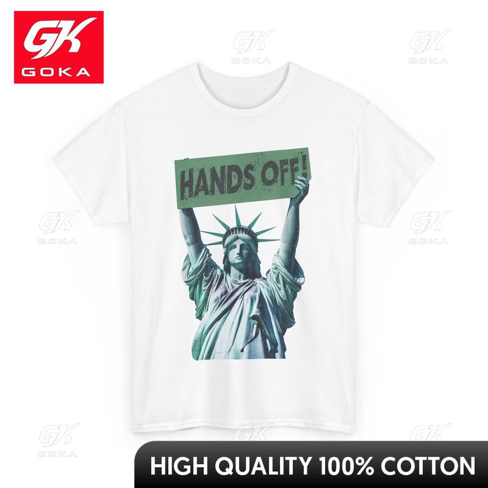 

Resist and Protest Shirt Hands Off Statue of Liberty Sunny Cute Elegant Tees Whimsical Festive Flexible Printed Tee S