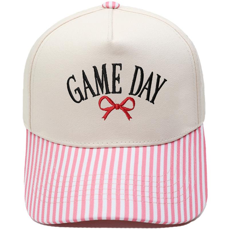 GAME DAY Bow Embroidery Color Matching Truck Hat Race Day Ladies Support Shade Dad Hat