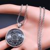 1Pc Seven Archangels Medal Stainless Steel Glass Necklace Solomon Talisman Necklace Protective Jewelry Medal