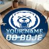 Bear Ice Hockey Team Custom Name Round Area Rug Carpet Rug For Living Room Bedroom Sofa Playroom Decor Nonslip Floor Mat