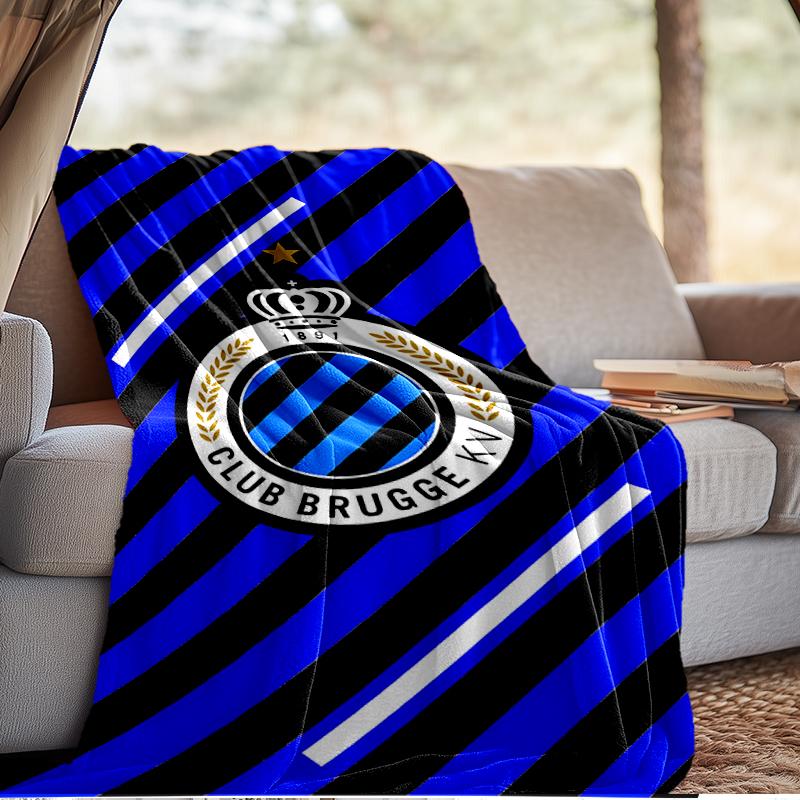 Coperta con Stemma FC Brugge Leggera Ideale per Letto Perfetta per Viaggi, Campeggio, Soggiorni, Uffici, Divani, Regalo di Natale per tifosi