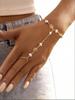 Women Ladies Fashion Light Luxury Braclets Connect Finger Rings Jewelry Stainless Steel Colorful Rhinestone Tassel Bracelets