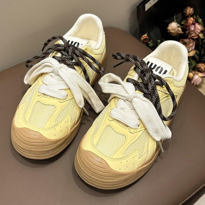 Fashion 2025 Spring Womens Mesh Hollow Sports Shoes Cute Thick Sole Breathable Shoes Leisure Sports Skateboard Tennis zapatos mujer