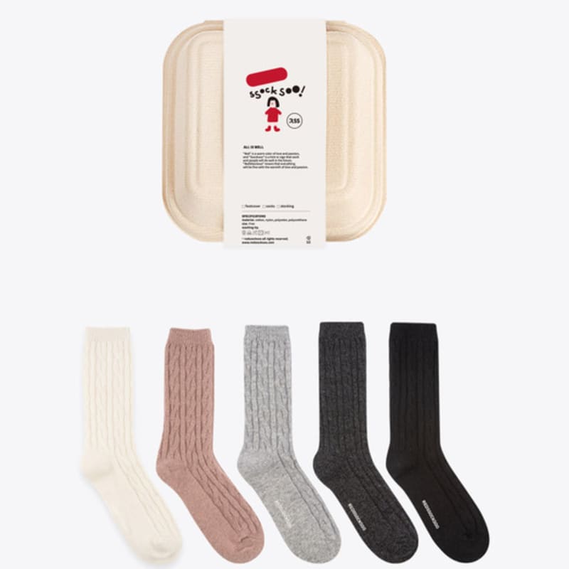 

REDSSOCKSOO 2 пары шерстяных носков с узором «косичка», унисекс rssw041 IVORY