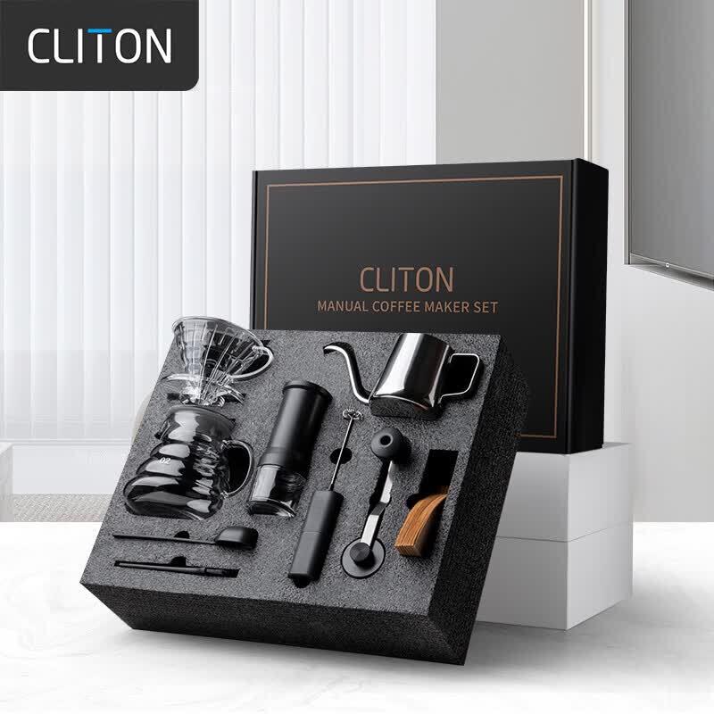 CLITON Hand Coffee Grinder and Pour-Over Set