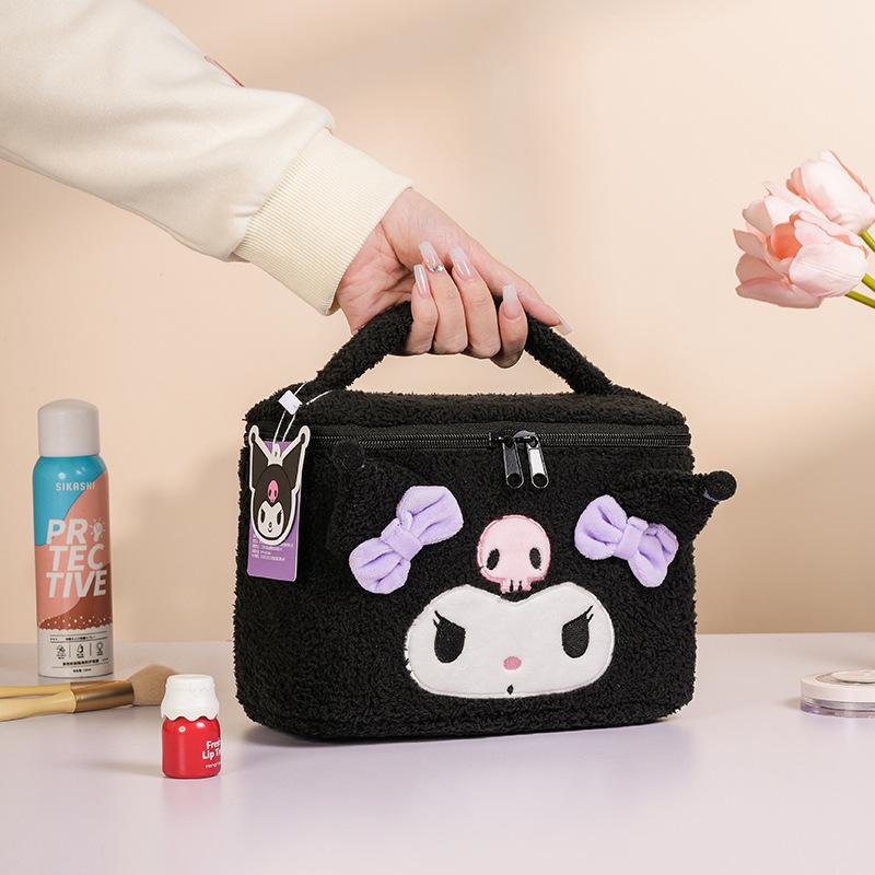 Kawaii Sanrio Large Capacity 3d Plush Makeup Pouch My Melody Kuromi Hello Kitty Cinnamoroll Portable Storage Bag Gift