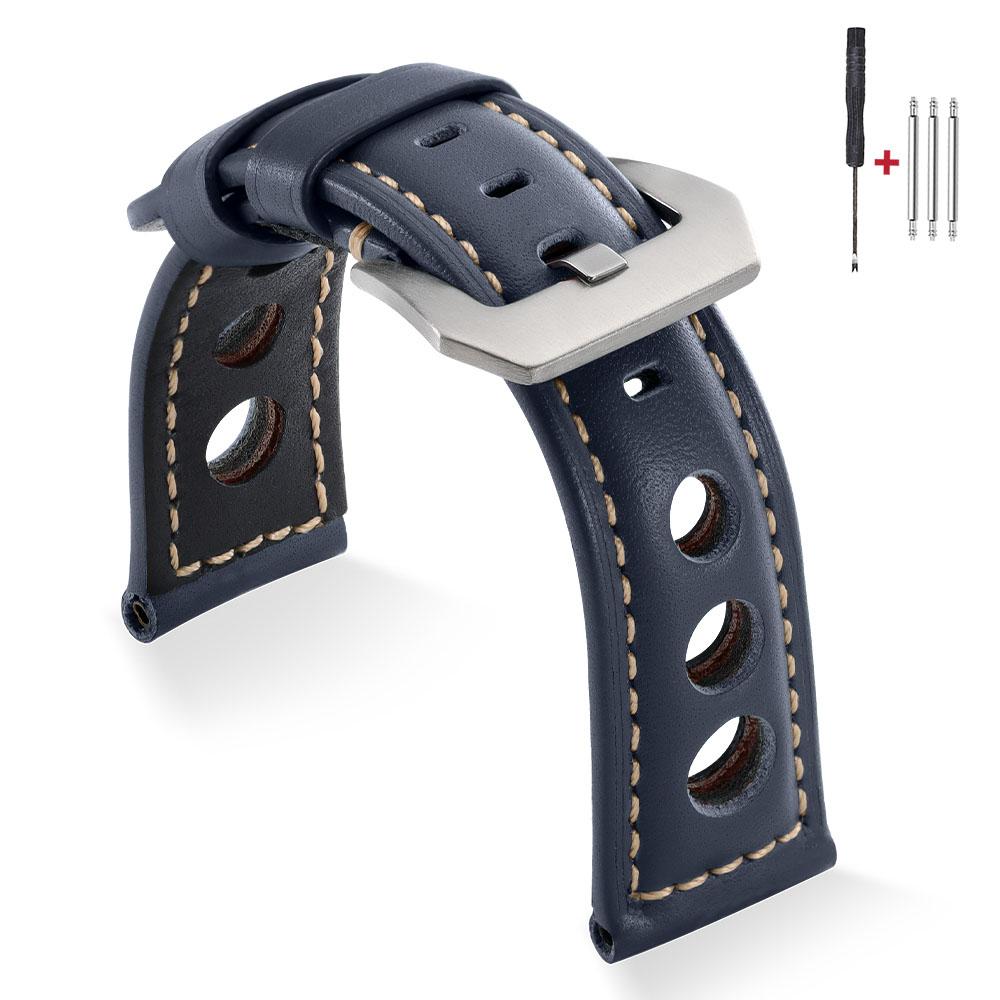 Vintage Cowhide Watch Strap Bracelet Breathable Genuine Leather 20mm 22mm 24mm 26mm Watchband Men's Watch Band with Pin Buckle