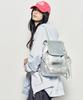 Nick&Nicole Crystal Leather Shirring Backpack_Silver