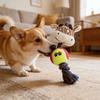 Plüsch Hundespielzeug Quietschende Tierkopf Tennisball Hund Kauspielzeug Interaktiver Seilknoten Zahnungsspielzeug für mittelgroße große Hunde Tauziehen Zahnpflege
