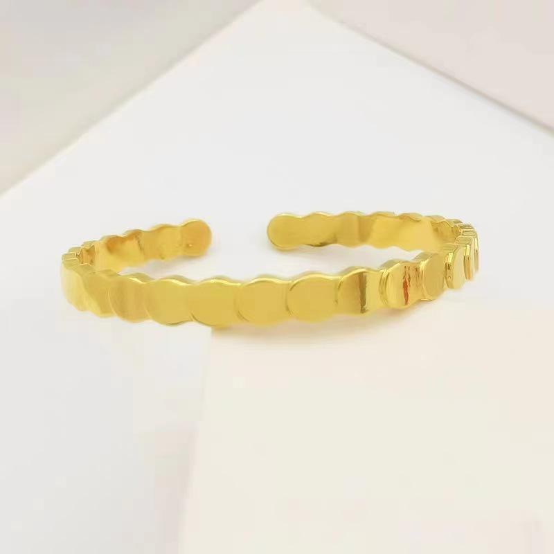 Women's Gold Plated Dragon Scale Sequin Bracelet - Stylish Open Bangle Jewelry