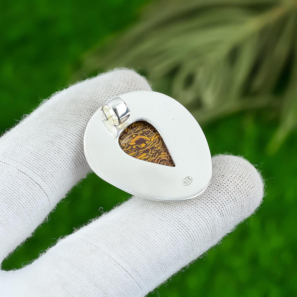 Birthday Gift For Her Natural Mariam Jasper Gemstone Pendant 925 Sterling Silver