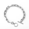 Stainless Steel Rectangle OT Buckle Hip Hop Titanium Steel Unisex One-Word Bracelet