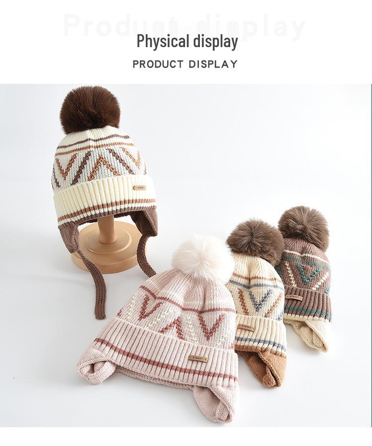 Stilvolle Retro-Strickwollmütze für Kinder für Herbst und Winter - Warm, Vielseitig, Winddicht und Ohrenschützend. Geeignet für Jungen und Mädchen.