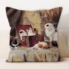 Oil Painting Cat Cat Picture Pillowcase Living Room Sofa Cushion Cover Bedside Pillow Pillowcase Home Decoration