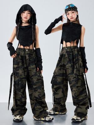 Trendy jazzový tanečný outfit pre deti: Štýlové letné hip-hopové streetové oblečenie pre dievčatá