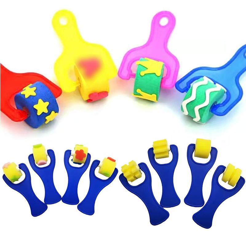 Drawing Brush Kit Sponge Stamp Painting Roller Brush Various Pattern Drawing Tools DIY Art Craft Creativity Decorating Props ZYF