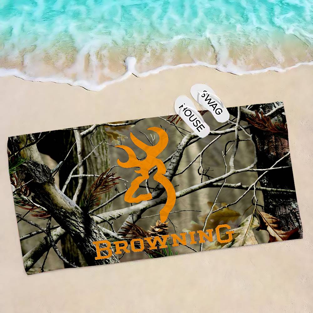 B-Brownings Logo Anime Beach Swimming Towel Soft Absorbent Washcloth Children's Gifts for Kids Travel Camping Gym