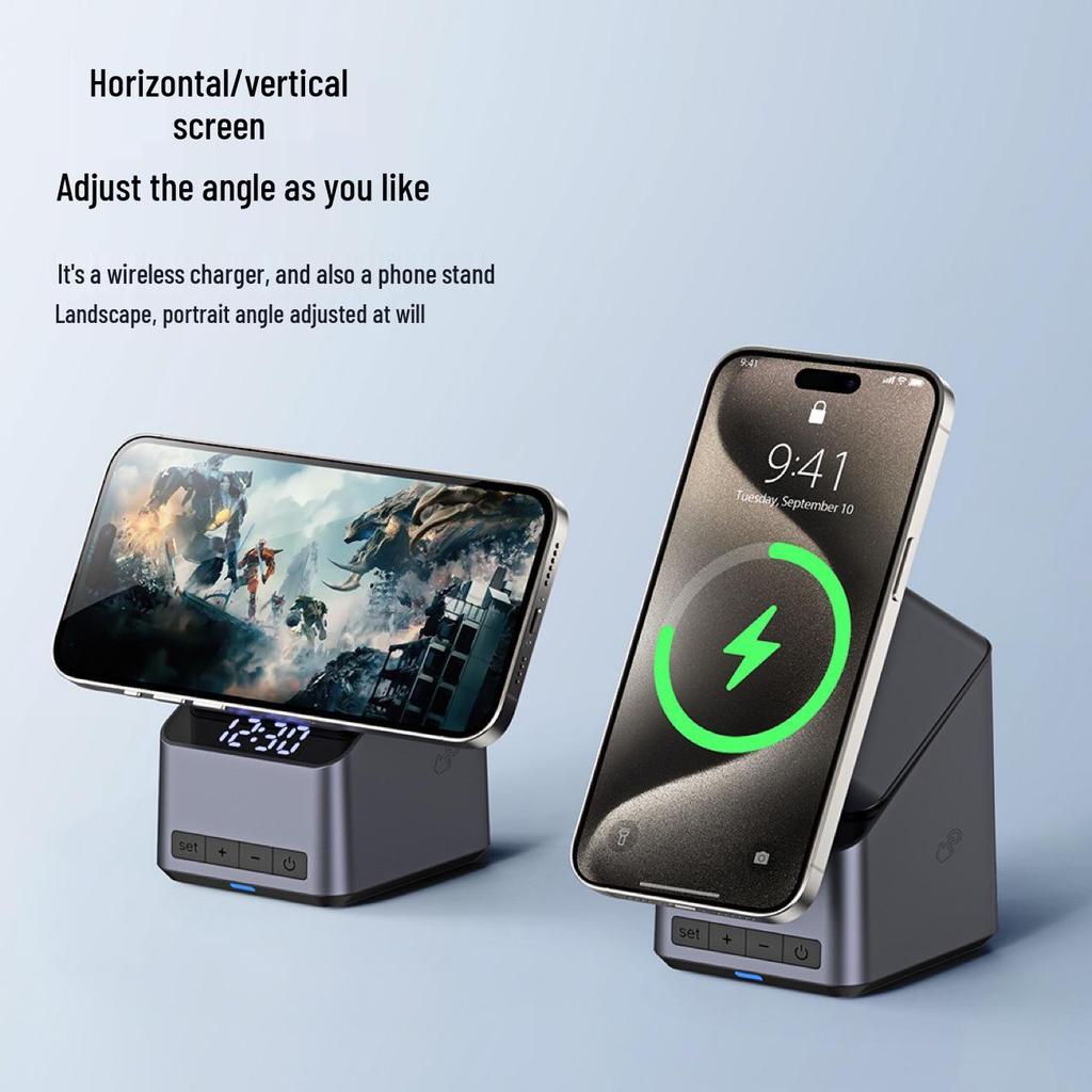 Magnetic 4-in-1 Wireless Charger with Auto-Rotate for Apple Devices, 15W Base