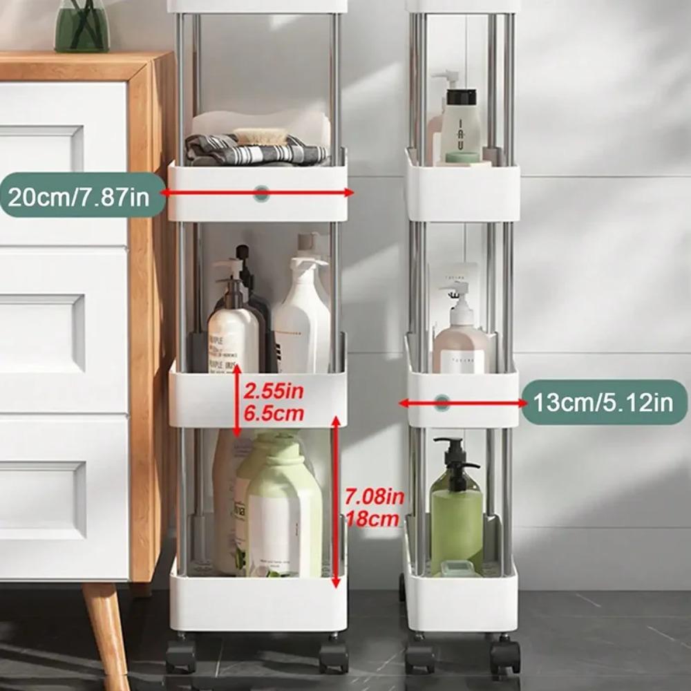 3/4 Tier Movable Gap Storage Rack Rolling Utility Cart Storage Shelf Kitchen Bathroom Slim Slide Organizer Shelf Livingroom New