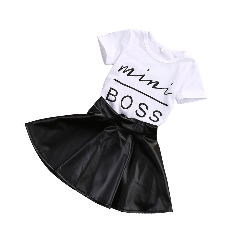 2 шт. Детский наряд для девочки футболка с коротким рукавом топ юбка 80cm