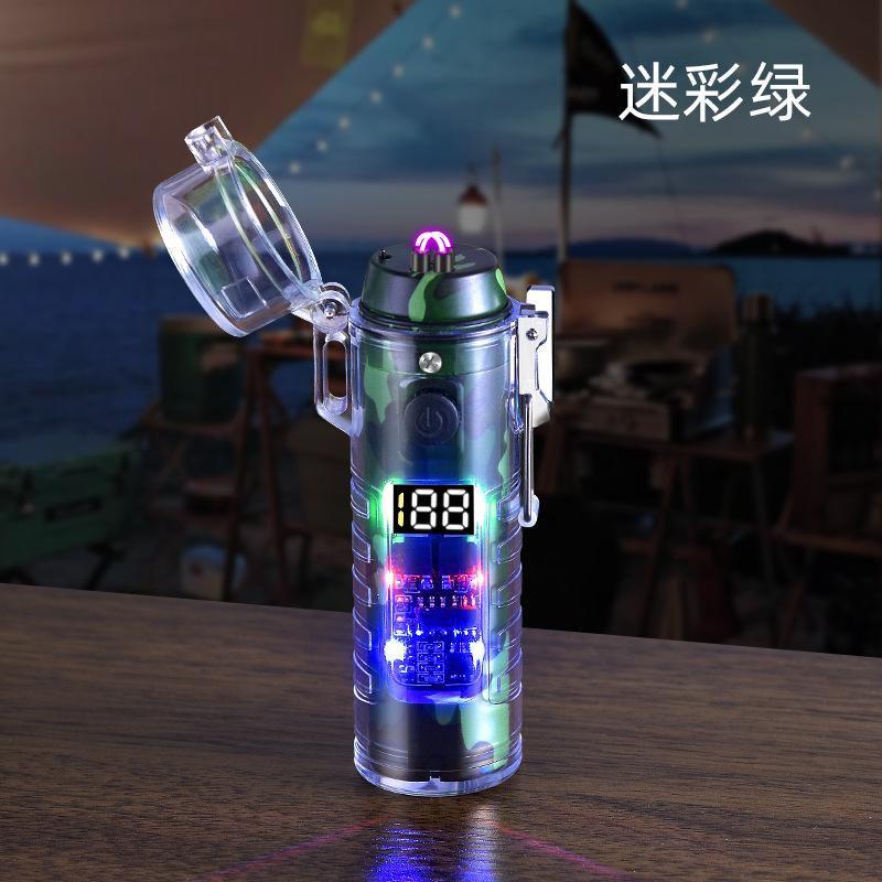 2025 New Fashionable Transparent Shell Arc Lighter Portable Type-C Charging with Flashlight Men's Luxury Cigarette Lighter Gift