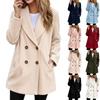 Cappotto Giacca di Lana da Donna Casual Vestibilità Larga Colore Doppiopetto con Revers, Capospalla alla Moda per Autunno Inverno