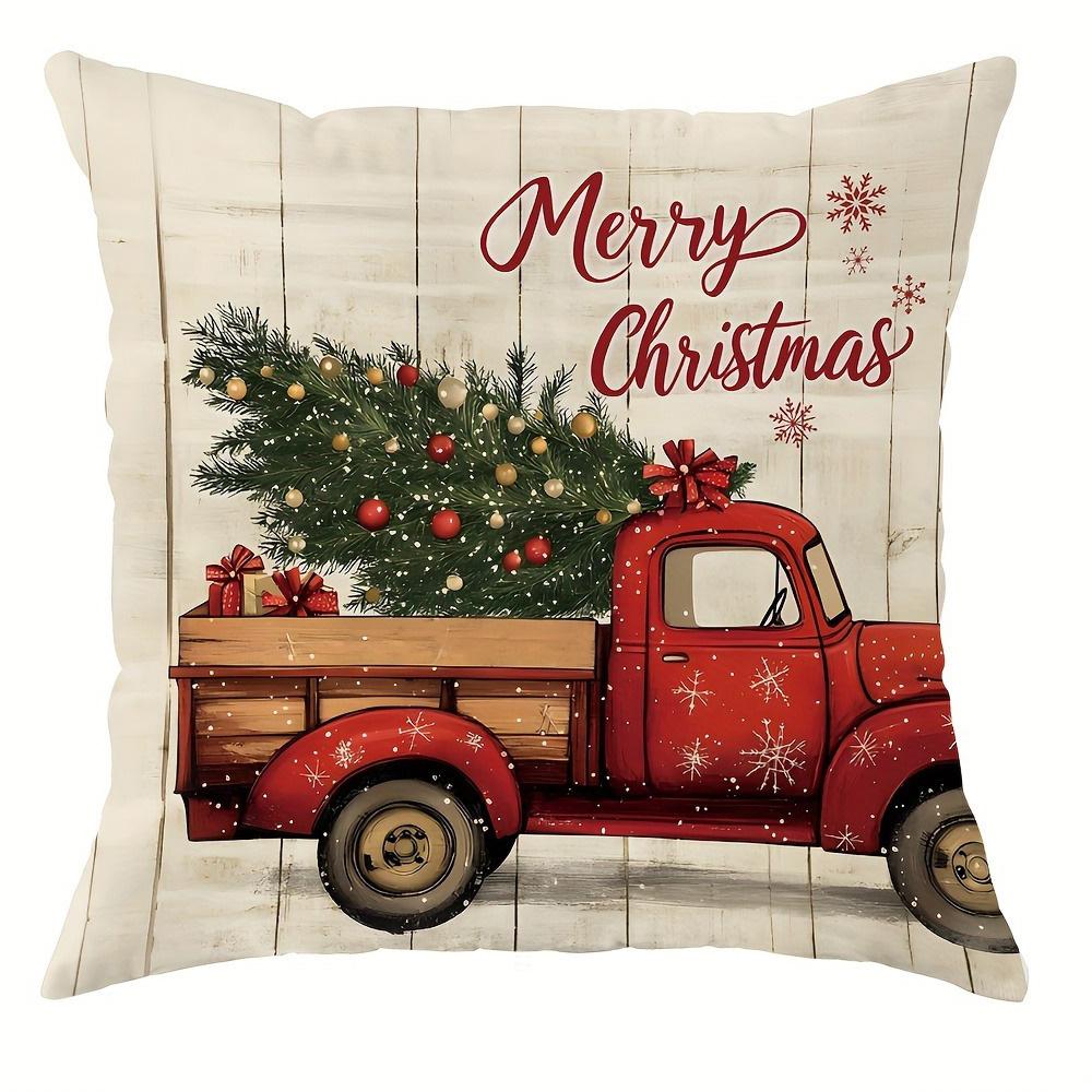 

Festive Christmas Pillowcases: Let It Snow, Season s Greetings, Holly Jolly,and Merry Christmas Designs New Year home decoration 16x16Inch