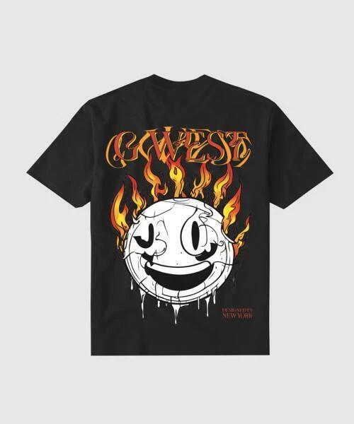 G West Oversized Fire Smile Life Style Tee Mens Style : Gwppt9012 - 3 Colors S