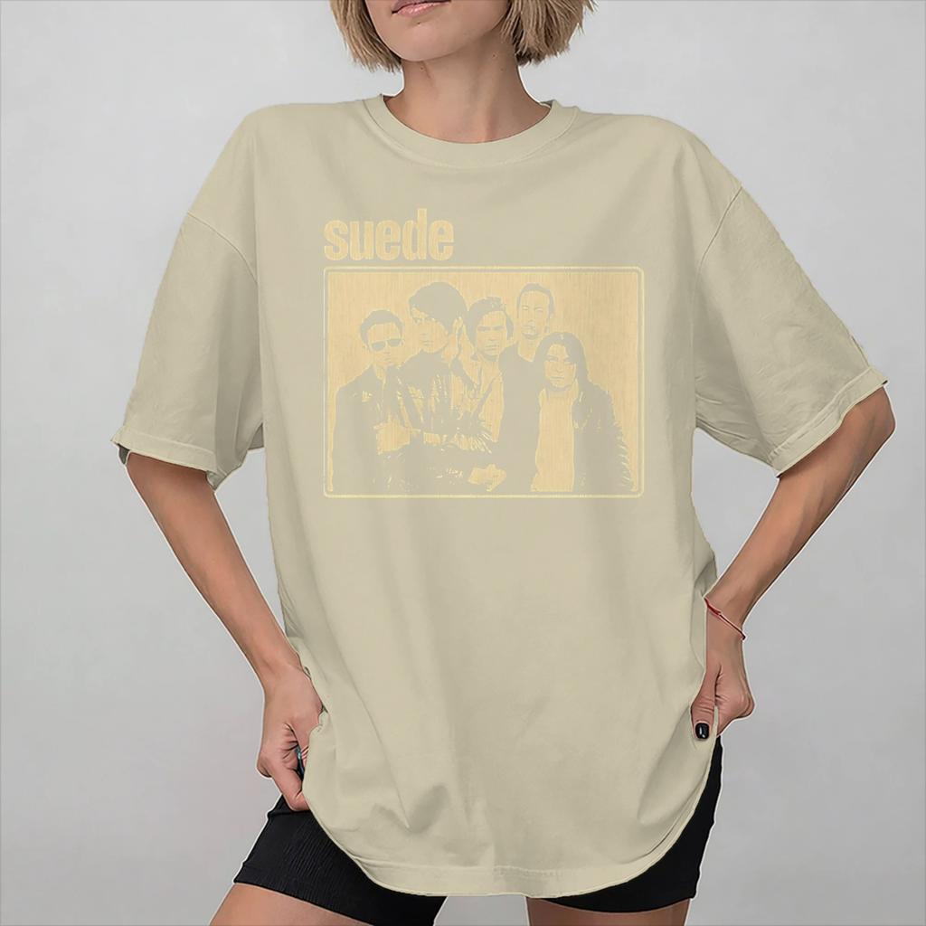 T-shirt Moda Suede band rock per Unisex Cotone Puro Maglietta Manica Corta Top