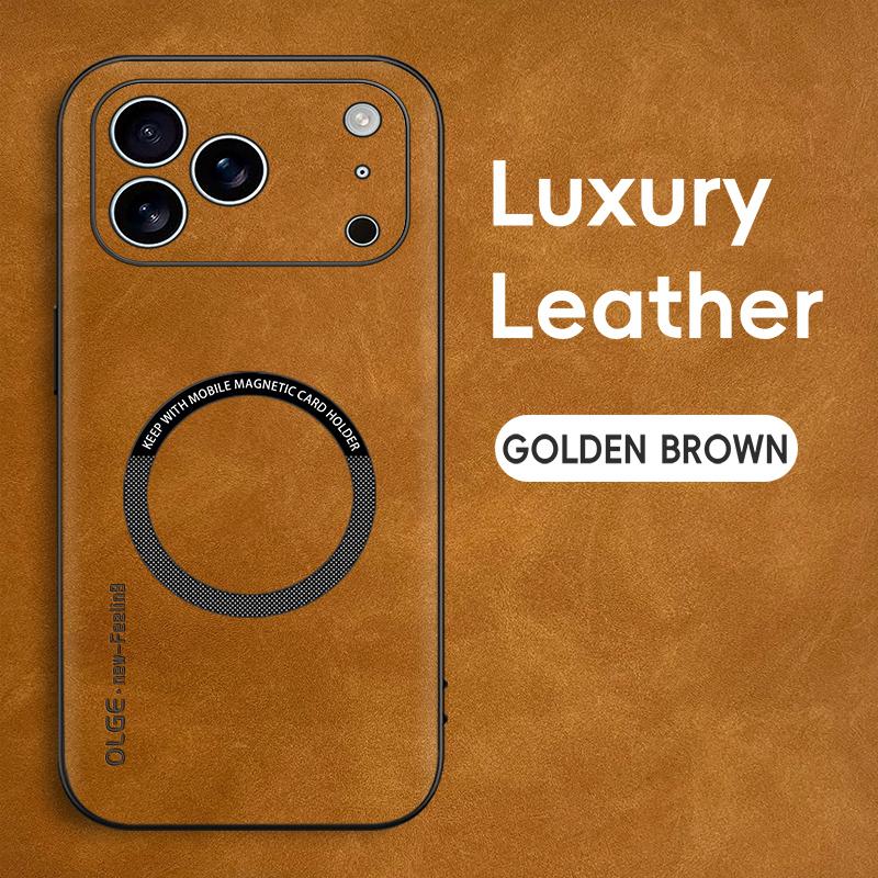 Classic Retro Leather Soft Case for IPhone 17 Air 16e 16 15 14 13 12 11 Pro Max Plus Magnetic Wireless Charging Back Matte Cover