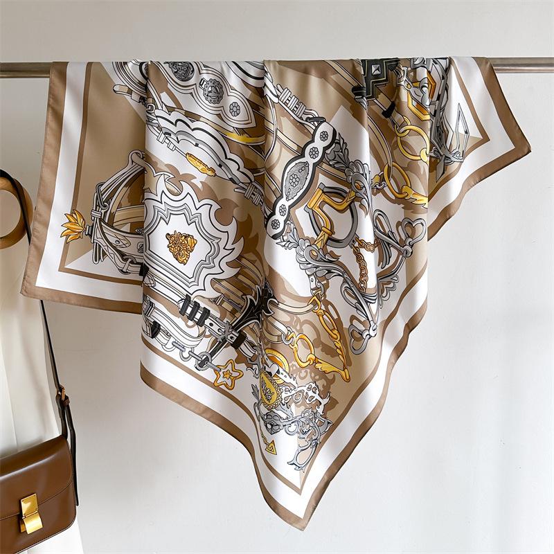 

Роскошный бренд 90*90 см универсальный шелковый шарф женский шаль принт мягкий палантин квадратная бандана платок кашне хиджаб накидка 90X90cm