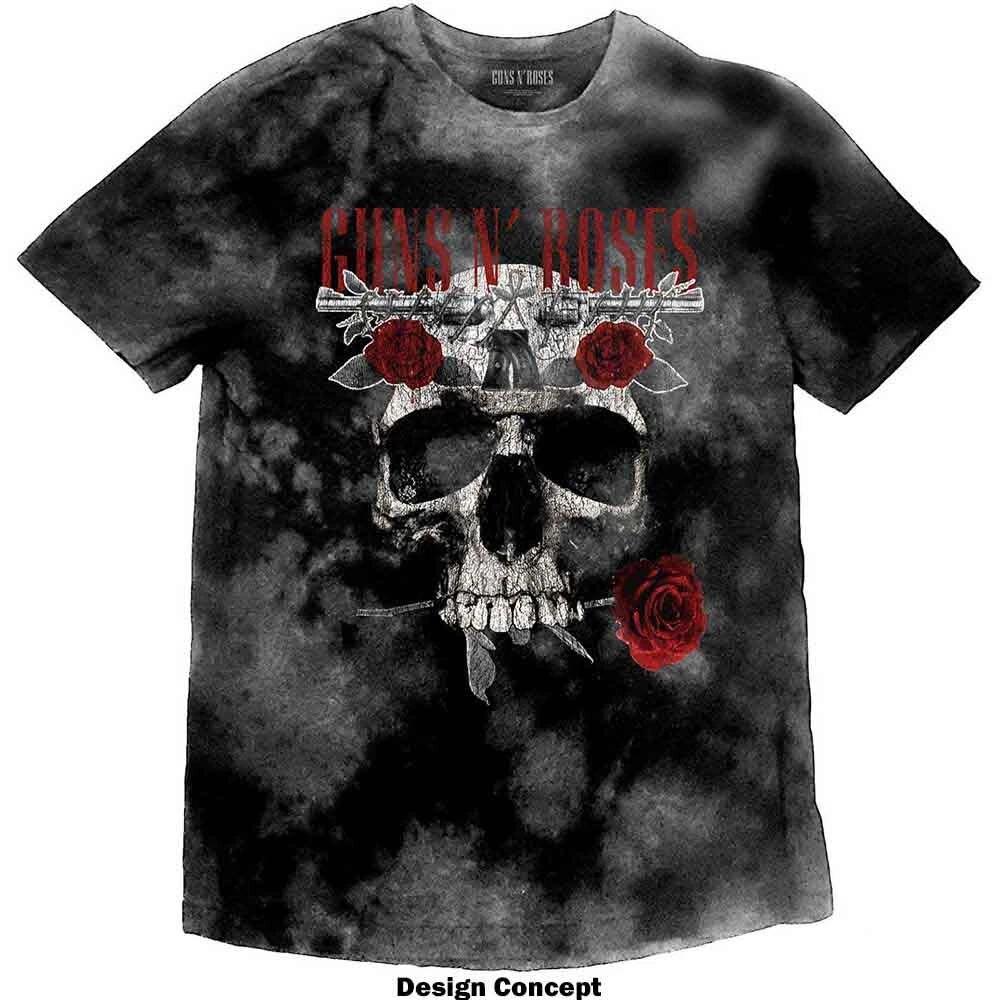 Guns N Roses  Flower Skull  Grey Dye Wash T shirt - NEW 2XL