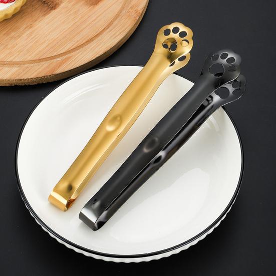 Food Tong Comfortable Grip Cat Paw Stainless Steel Portable Handheld Bread Clamp  BBQ Cooking Clip Kitchen Gadget