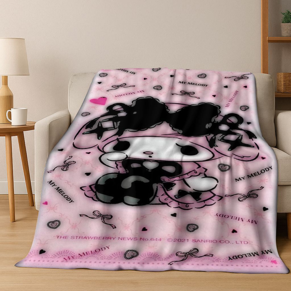 

26 Style Cute My Melody Sanrio Flannel Blanket,Warm and Cozy Soft Throw Blanket for Home Bedroom Bed Sofa Travel Cover Kid Gift 75x90cm
