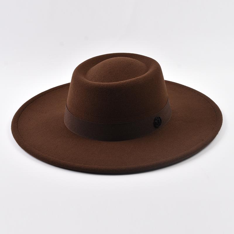 Britischer Stil Filz Fedora Hut Mode 9,5 cm breite Krempe Woll-Bowler Hut Kleid Hut Winter Kirche Jazzmützen chapeu feminino