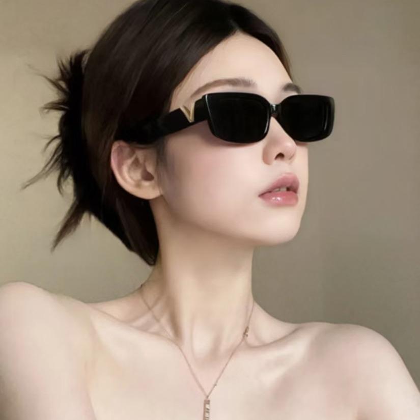 V Kleine Rahmen Sonnenbrille Damen Hip Hop Quadratische Brille, Street-Sonnenbrille