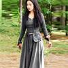 Medieval Retro Round Neck Long-sleeved Slim-fitting Dress, Renaissance Long Cosplay Performance Dress for Women