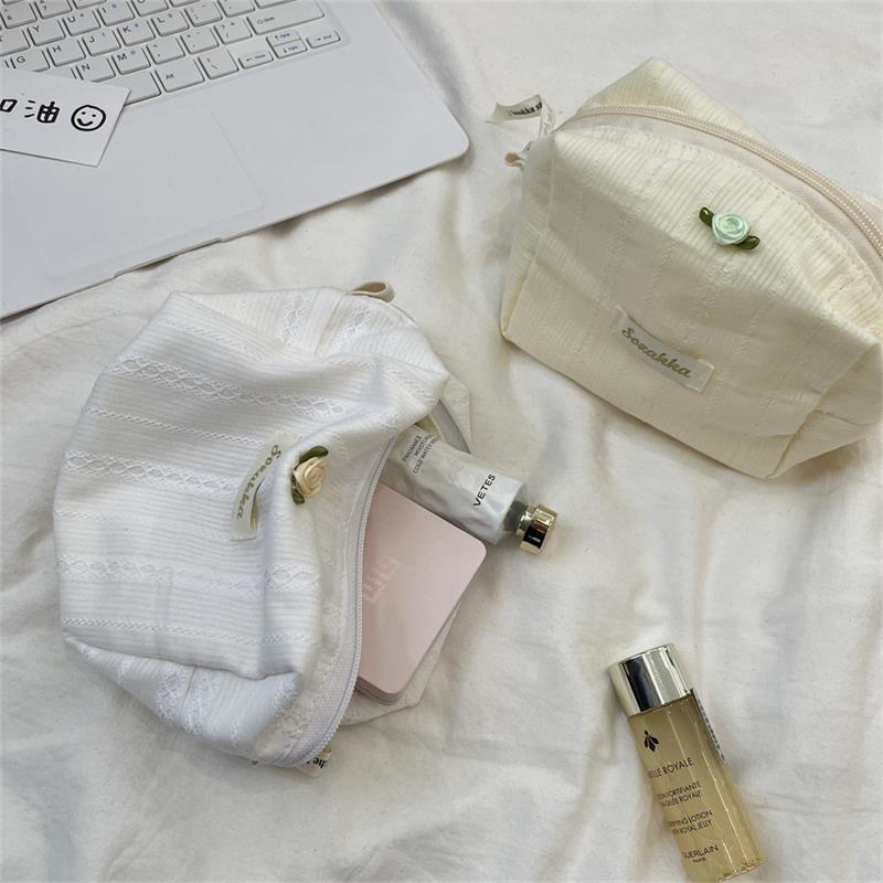Cute Sweet Rose Square Cosmetic Bag Portable Travel Storage Bag Women Zipper Clutch Coin Purse Girl Sanitary Napkin Package Gift