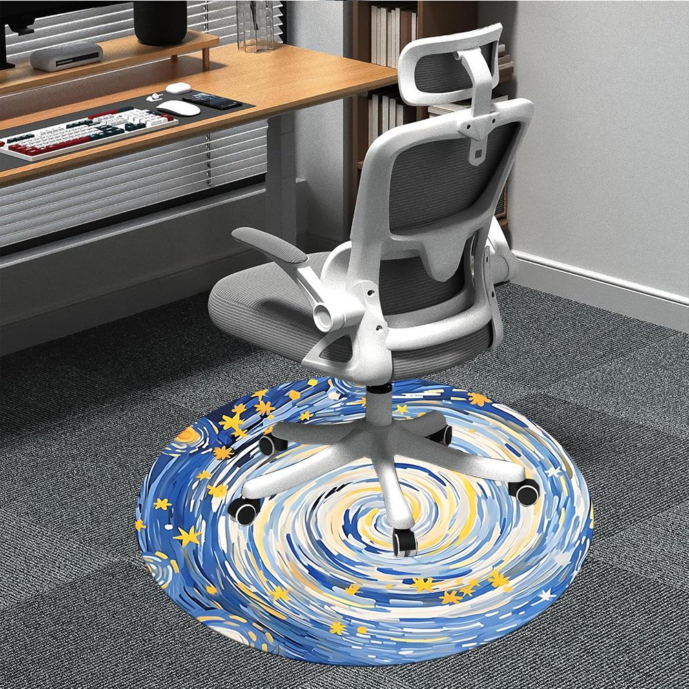 1 Stück Sternenhimmel Stuhlteppich für das Büro, Runder rutschfester langlebiger großer Büroteppich, Geeignet für das Büro, Schöne Dekoration