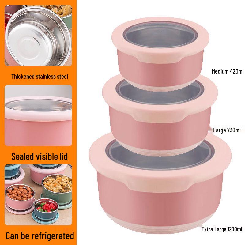 Stainless Steel Food-Grade Sealed Soup & Bento Bowl for Refrigerator