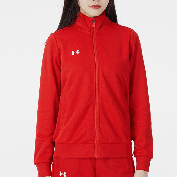 Under Armour Solid Color Sports Stand Collar Jacket Women jackets Red 21500438-600