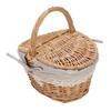 Wicker Picnic Basket with Double Lids Handle Removable Liner Hand Woven Picnic Basket for Outdoor Travel