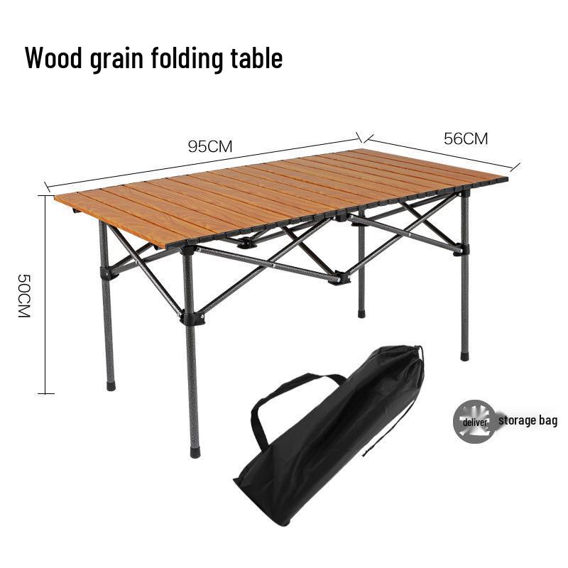 Portable Metal Roll-Up Folding Table for Camping, Picnic, and BBQ
